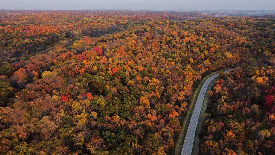La Great River Road desde el cielo Vista aérea de la Great River Road
